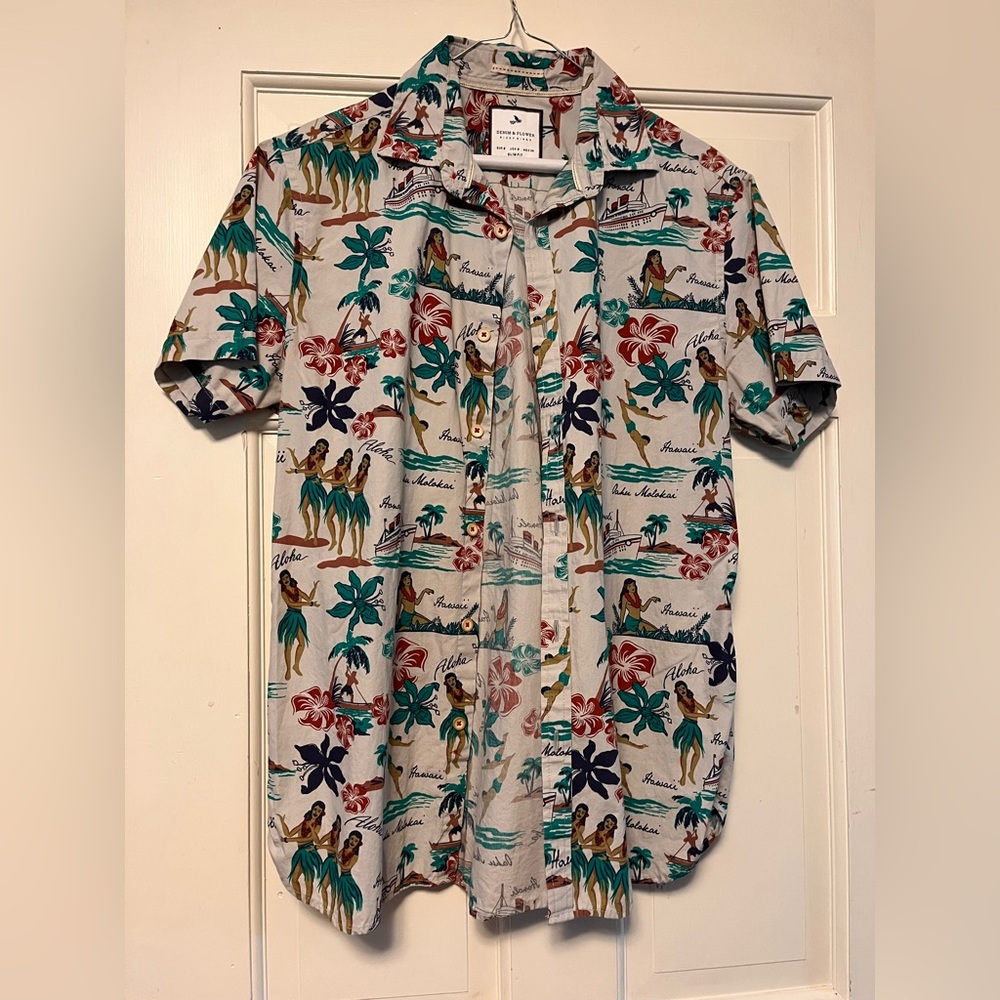 Denim & Flower Multicolor Tropical Print Shirt